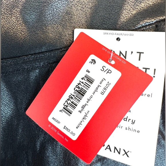 SPANX Women’s Faux Leather Stripe Leggings Size: S Color: Black/White NWT. - Picture 14 of 16